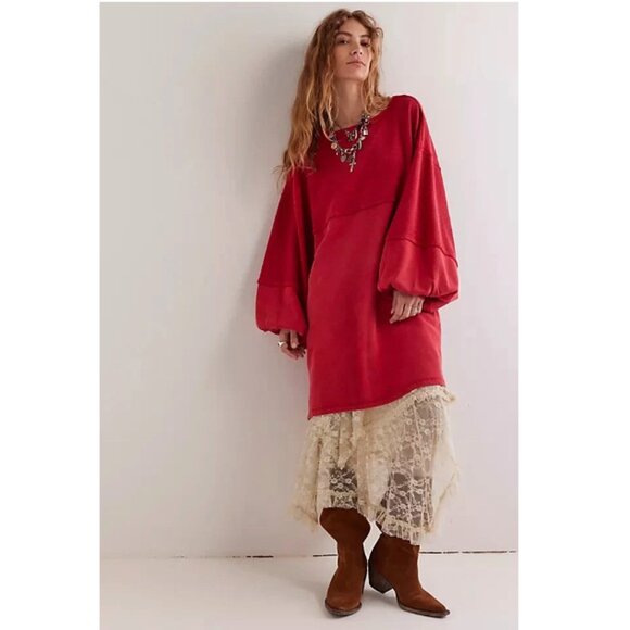Free People "We The Free" Coastal Solid Crew Oversized Ribbed Dress - Picture 1 of 7
